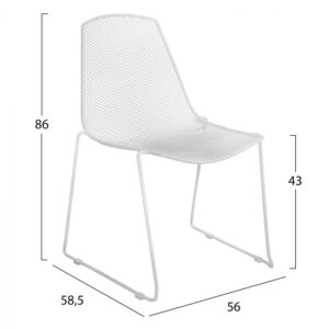 ΚΑΡΕΚΛΑ ΜΕΤΑΛΛΙΚΗ MESH ΛΕΥΚΗ URANIA HM8011.02 56×58,5x86cm
