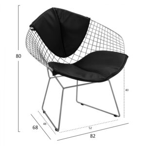 ΚΑΡΕΚΛΑ ΠΟΛΥΘΡΟΝΑ CLOE HM8045.100 ΧΡΩΜΙΟΥ ΜΕ ΜΑΥΡΟ PU 81x67x79 εκ.