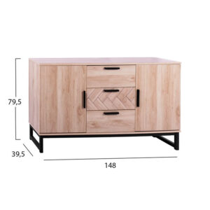 ΜΠΟΥΦΕΣ CHANELLE ΣΕ ΦΥΣΙΚΟ ΧΡΩΜΑ ΜΕ ΜΑΥΡΑ ΠΟΔΙΑ 148×39,5×79,5Y εκ. HM8646
