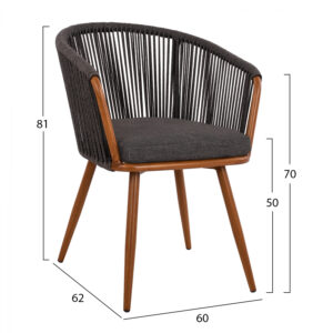 ΠΟΛΥΘΡΟΝΑ ΑΛΟΥΜΙΝΙΟΥ HARRIET BAMBOO LOOK ΜΕ ΣΧΟΙΝΙ ΓΚΡΙ HM5548.01 60X62X81Υ εκ.