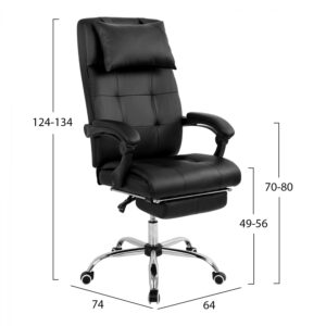 ΠΟΛΥΘΡΟΝΑ ΓΡΑΦΕΙΟΥ GAMING ΜΕ ΥΠΟΠΟΔΙΟ HM1057.01 SYNCHRO ΜΑΥΡΟ PU 64x74x134 εκ.