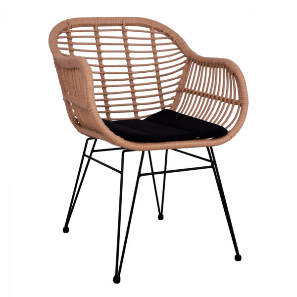 ΠΟΛΥΘΡΟΝΑ ΜΕ ΜΑΞΙΛΑΡΙ ΜΕΤΑΛΛΙΚΗ ALLEGRA HM5450.02 ΜΕ WICKER ΜΑΥΡΟ ΧΡΩΜΑ 58x59x82 εκ.