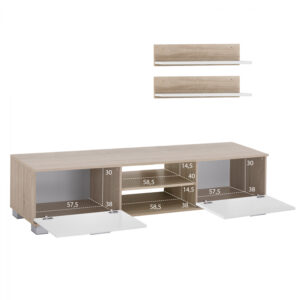 ΣΥΝΘΕΣΗ ΤΗΛΕΟΡΑΣΗΣ ΜΕ ΡΑΦΙΑ LACY HM2300.02 ΛΕΥΚΟ SONAMA 180×40 εκ. 180,5×40,5×180εκ.