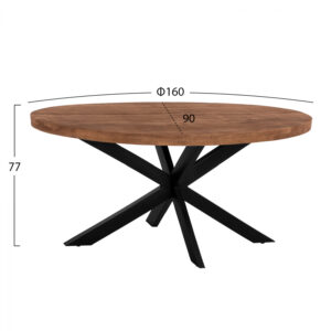 ΤΡΑΠΕΖΙ OVAL 6εκ.ΠΑΧΟΣ ΑΠΟ ΜΑΣΙΦ ΞΥΛΟ MANGO 160Χ90Χ76Υεκ.HM8482