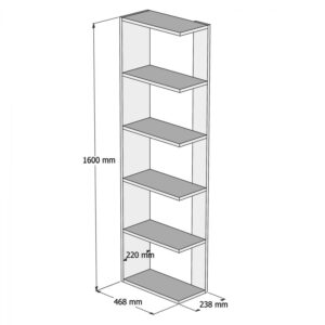 ΒΙΒΛΙΟΘΗΚΗ EDNA ΜΕΛΑΜΙΝΗΣ HM9033.02 ΛΕΥΚΟ ΓΚΡΙ 46,8×23,8x160Y εκ.