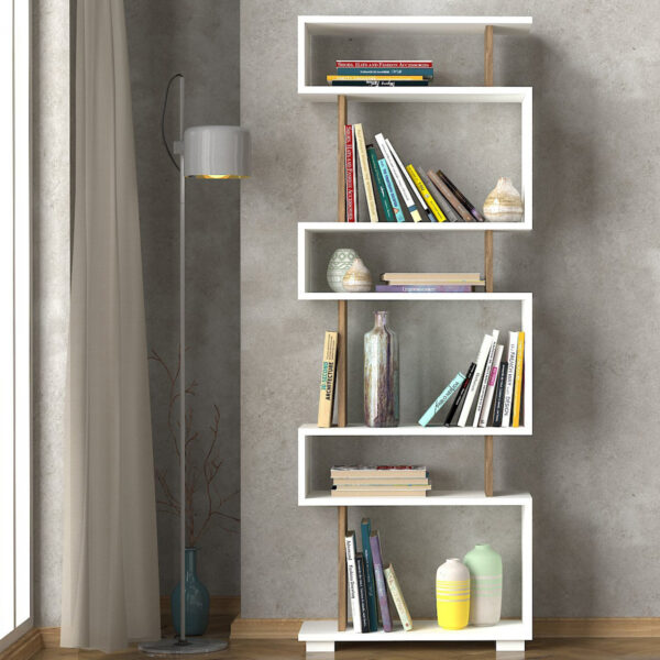 ΒΙΒΛΙΟΘΗΚΗ ΜΕΛΑΜΙΝΗΣ ACACIA ΚΑΡΥΔΙ ΜΕ ΛΕΥΚΟ HM8923.01 60×19,5×165 εκ.
