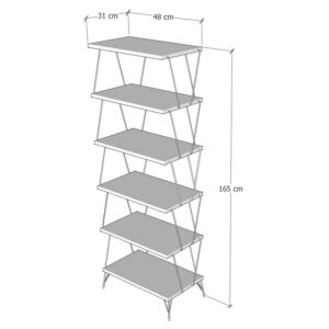 ΒΙΒΛΙΟΘΗΚΗ ΡΑΦΙΕΡΑ BRONTE HM9027.01 ΑΝΘΡΑΚΙ – ΜΑΥΡΟ 48x31x165Y εκ.