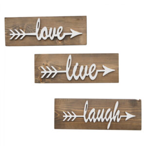 ΣΕΤ 3 ΤΜΧ ΔΙΑΚΟΣΜΗΤΙΚΟ ΤΟΙΧΟΥ ΞΥΛΙΝΟ “LOVE LIVE LAUGH” HM7308 40×1,2×14 εκ.