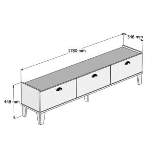 ΕΠΙΠΛΟ ΤΗΛΕΟΡΑΣΗΣ HM9104.01 ΛΕΥΚΟ NATURAL WOOD 178×34,6×44,8Y εκ.