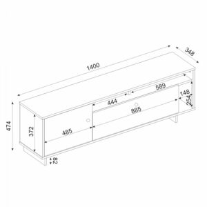 ΕΠΙΠΛΟ ΤΗΛΕΟΡΑΣΗΣ ΜΕΛΑΜΙΝΗΣ HM9091.01 ΜΑΥΡΟ BLACK WOOD 140×34,8×47,4Y εκ.