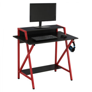 ΓΡΑΦΕΙΟ GAMING ΜΑΥΡΟ ΜΕ ΚΟΚΚΙΝΟ ΣΚΕΛΕΤΟ HM8774 95X48X89εκ.