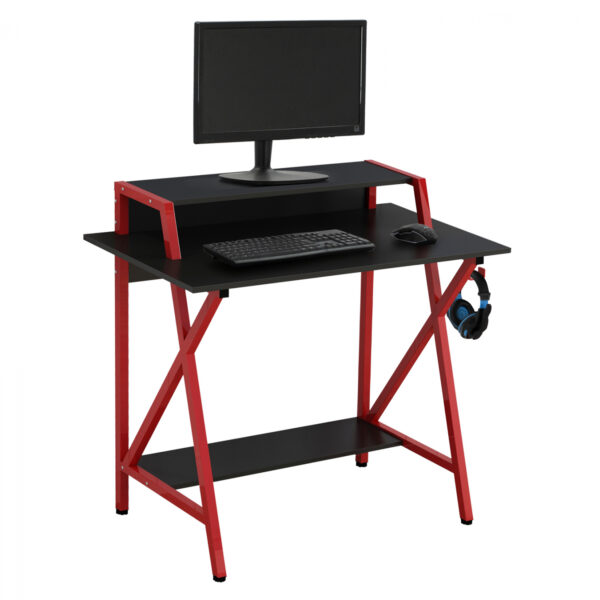 ΓΡΑΦΕΙΟ GAMING ΜΑΥΡΟ ΜΕ ΚΟΚΚΙΝΟ ΣΚΕΛΕΤΟ HM8774 95X48X89εκ.