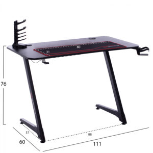 ΓΡΑΦΕΙΟ GAMING PRO MOVATRA ΜΑΥΡΟ ΜΕ CARBON ΕΠΙΦΑΝΕΙΑ HM8782 111Χ60Χ76Υ εκ.