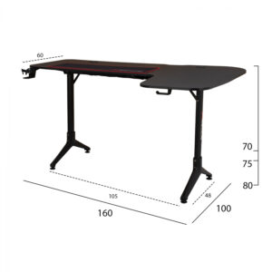 ΓΡΑΦΕΙΟ ΓΩΝΙΑ GAMING PRO TOVAR ΜΕ CARBON HM8785R 160Χ100X80Υ εκ.