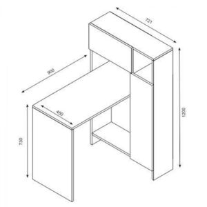 ΓΡΑΦΕΙΟ ΜΕ ΒΙΒΛΙΟΘΗΚΗ ALCOTT HM9087.01 ΛΕΥΚΟ ΚΑΡΥΔΙ 90×72,1x120Y εκ.
