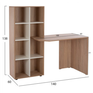 ΓΡΑΦΕΙΟ ΜΕ ΒΙΒΛΙΟΘΗΚΗ ADLER SONAMA OAK – ΛΕΥΚΟ HM2417.01 140Χ60Χ138Υεκ.