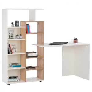 ΓΡΑΦΕΙΟ ΜΕ ΒΙΒΛΙΟΘΗΚΗ SONAMA OAK-ΛΕΥΚΟ HM2418 170Χ30-60Χ148Υεκ.