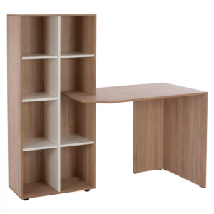 ΓΡΑΦΕΙΟ ΜΕ ΒΙΒΛΙΟΘΗΚΗ ADLER SONAMA OAK – ΛΕΥΚΟ HM2417.01 140Χ60Χ138Υεκ.