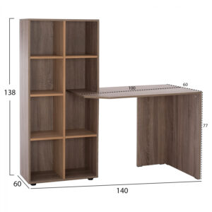 ΓΡΑΦΕΙΟ ΜΕ ΒΙΒΛΙΟΘΗΚΗ SONAMA OAK- ΣΤΑΧΤΙ  HM2417.02 140Χ60Χ138Υεκ.