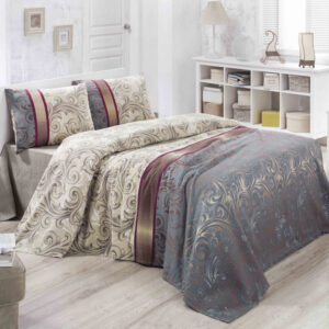 ΚΟΥΒΕΡΤΑ ΔΙΠΛΗ ΠΙΚΕ HM12125 ΓΚΡΙ ΜΠΕΖ FLORAL 200×230 εκ. 121VCT5232