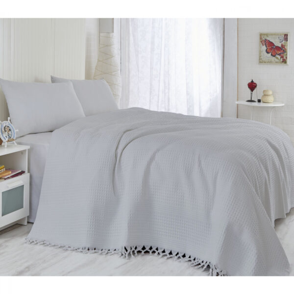 ΚΟΥΒΕΡΤΑ ΔΙΠΛΗ ΠΙΚΕ ΜΕ ΚΡΟΣΣΙΑ HM12136 ΓΚΡΙ 220×240 εκ. 157SHS5224