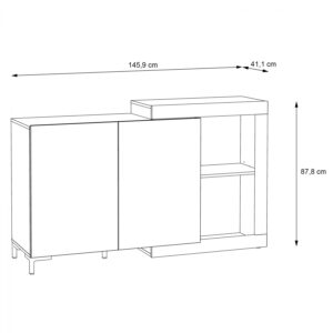 ΜΠΟΥΦΕΣ ΜΕΛΑΜΙΝΗΣ BARETT HM9021 ΔΡΥΣ ΓΚΡΙ CEMENT 145,9×41,1×87,8Υ εκ.