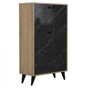 ΝΤΟΥΛΑΠΙ ΜΕΛΑΜΙΝΗΣ HM9053.01 NATURAL WOOD ΜΑΥΡΟ ΜΑΡΜΑΡΟ 74,4x35x127Y εκ.