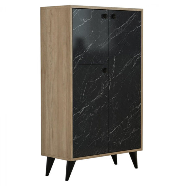 ΝΤΟΥΛΑΠΙ ΜΕΛΑΜΙΝΗΣ HM9053.01 NATURAL WOOD ΜΑΥΡΟ ΜΑΡΜΑΡΟ 74,4x35x127Y εκ.