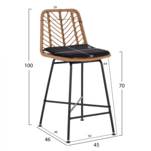 ΣΚΑΜΠΟ ΜΕΤΑΛΛΙΚΟ GERALD ΜΕ ΜΑΞΙΛΑΡΙ HM5707 ΜΕ WICKER ΜΠΕΖ 45Χ46Χ100Υ εκ.