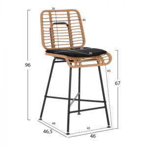 ΣΚΑΜΠΟ ΜΕΤΑΛΛΙΚΟ EDDIE ΜΕ ΜΑΞΙΛΑΡΙ HM5709 ΜΕ WICKER ΜΠΕΖ 46Χ46,5Χ96 εκ.