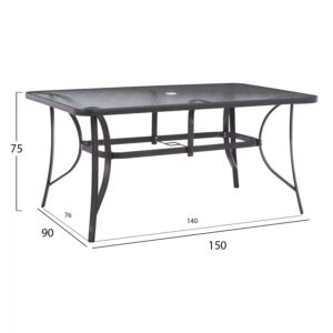 ΤΡΑΠΕΖΙ BRUNO 150X90Χ75Υεκ. ΜΕΤΑΛΛΙΚΟ ΟΡΘΟΓΩΝΙΟ ΚΑΦΕ ΜΕ ΤΡΥΠΑ ΟΜΠΡΕΛΑΣ Φ38 HM5145.12