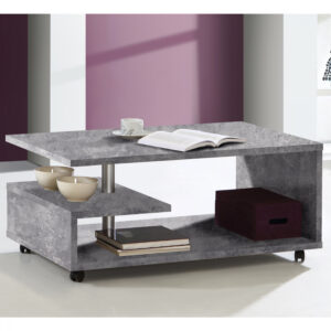 ΤΡΑΠΕΖΙ ΣΑΛΟΝΙΟΥ ΤΡΟΧΗΛΑΤΟ HM9013.03 ΓΚΡΙ CEMENT 105x60x45,6Υ εκ.