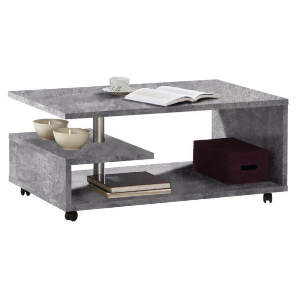 ΤΡΑΠΕΖΙ ΣΑΛΟΝΙΟΥ ΤΡΟΧΗΛΑΤΟ HM9013.03 ΓΚΡΙ CEMENT 105x60x45,6Υ εκ.